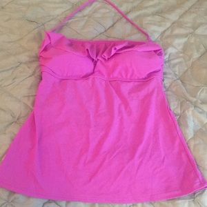 SO Magenta Open Back Ruffled Tankini
